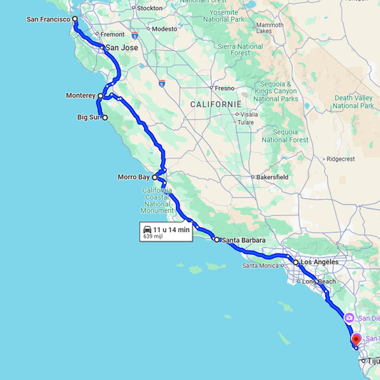 Highway 1 Road Trip Map