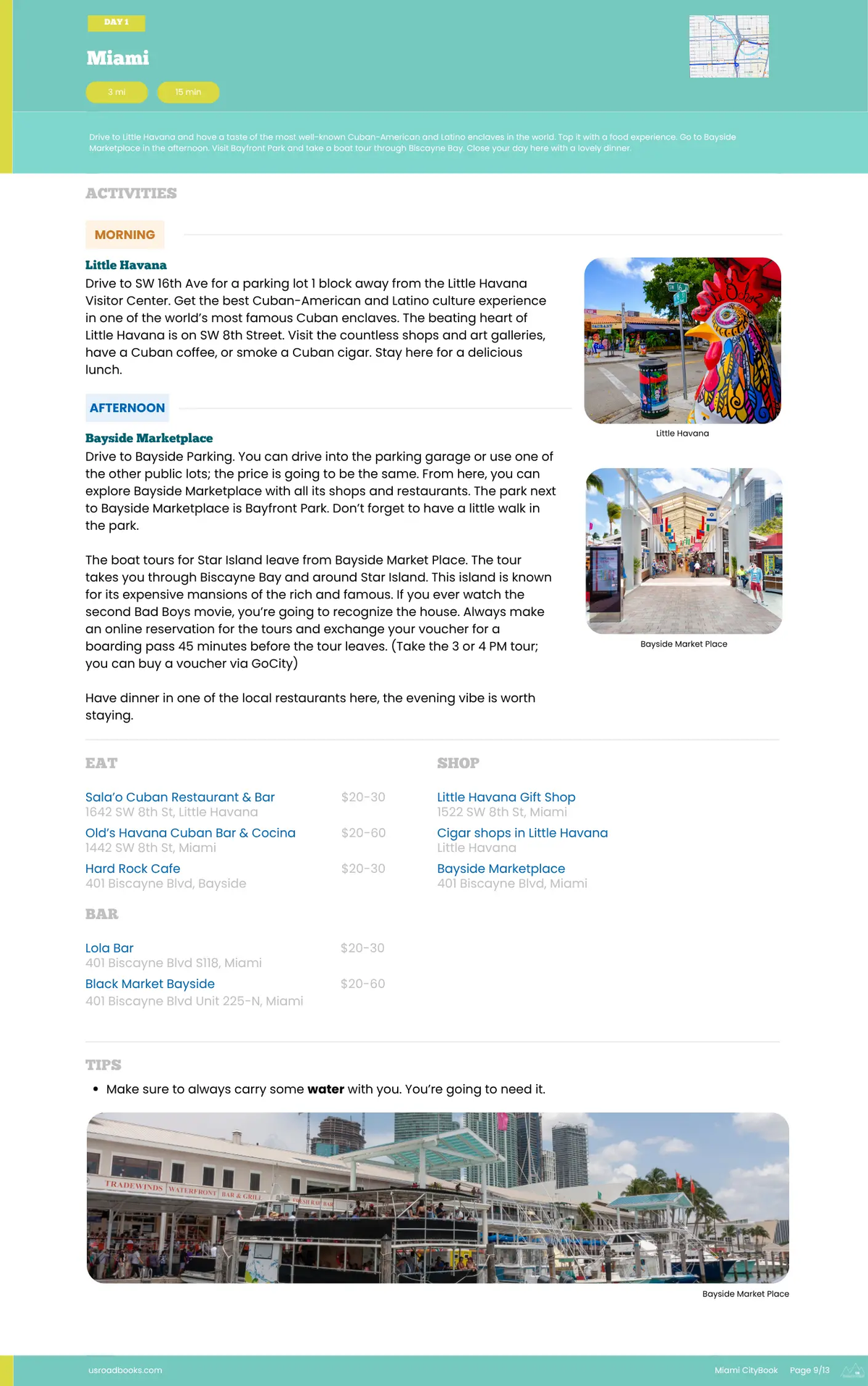 Website page with text and images of a market in Miami