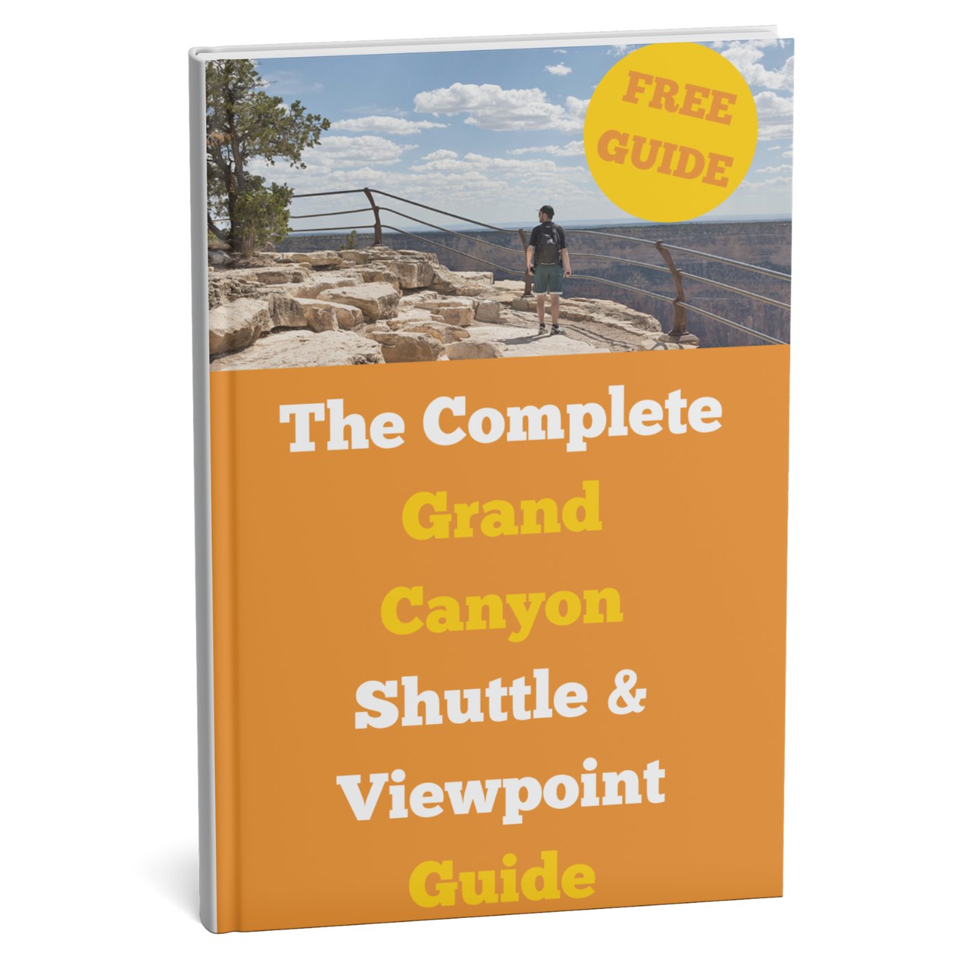 Book titled 'The Complete Grand Canyon Shuttle & Viewpoint Guide' with a scenic cover