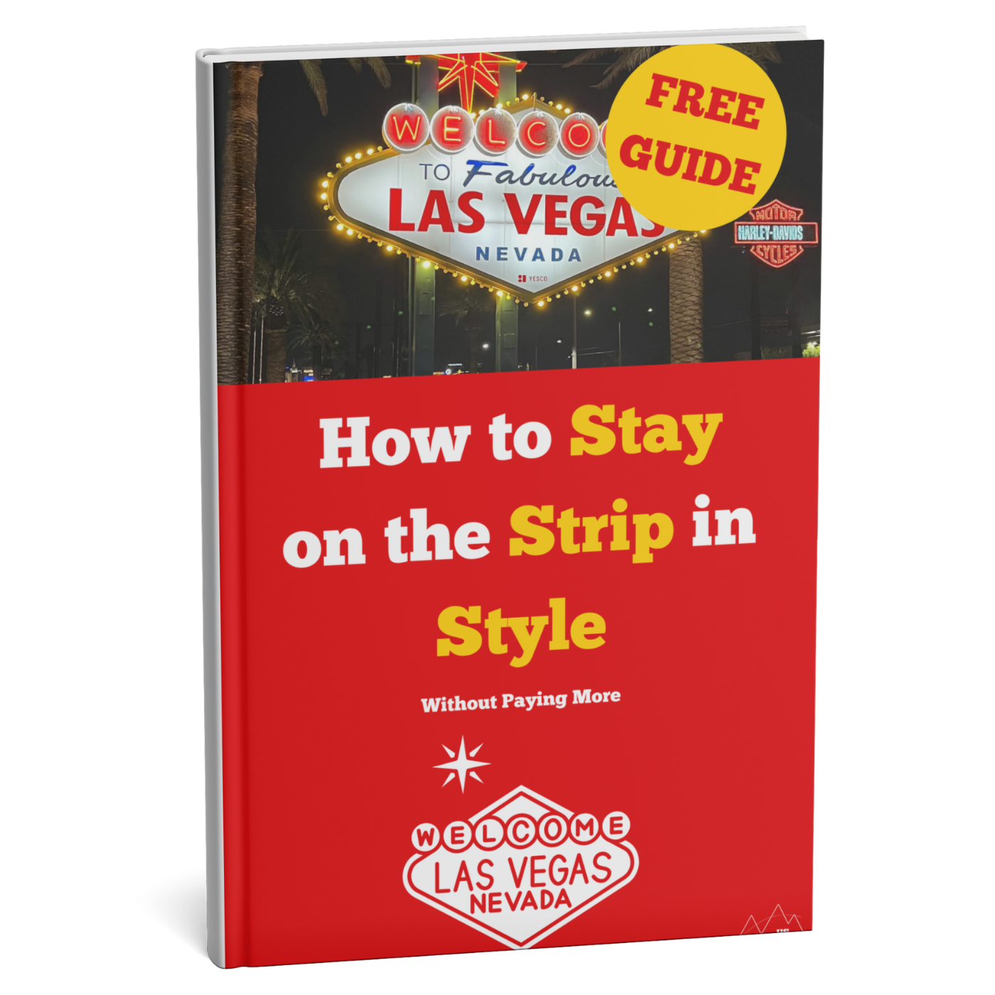 Book cover with Las Vegas sign and text about staying on the Strip in style