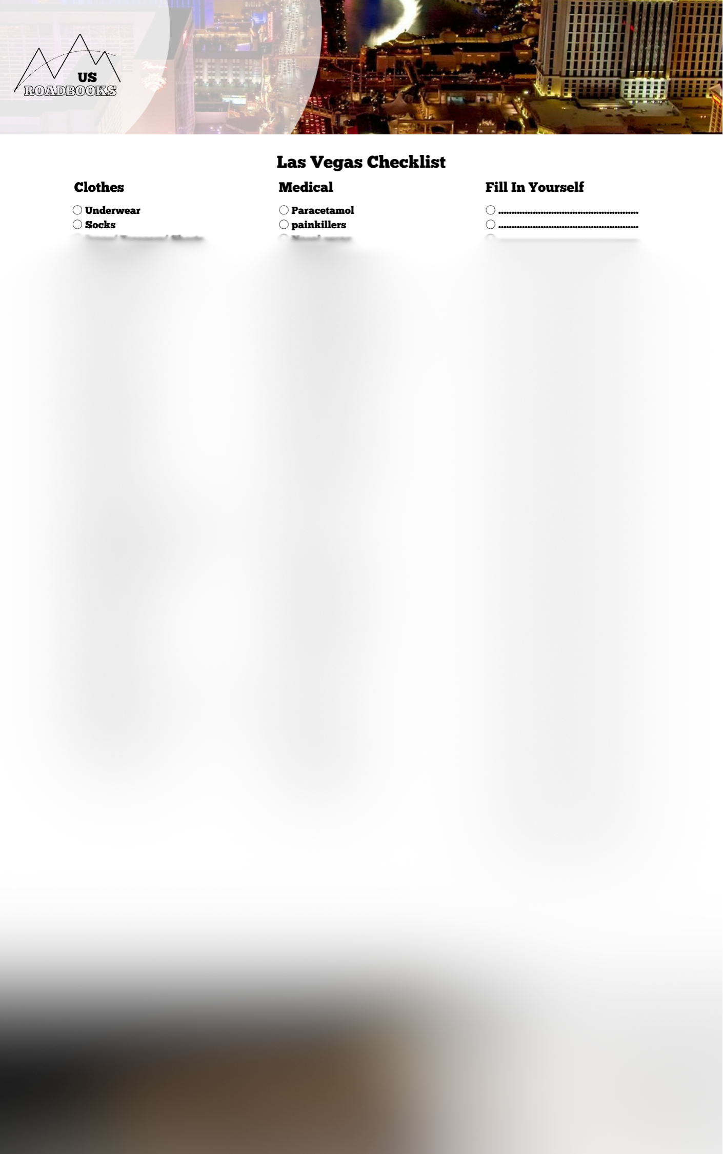 Las Vegas Travel Packing/ Checklist