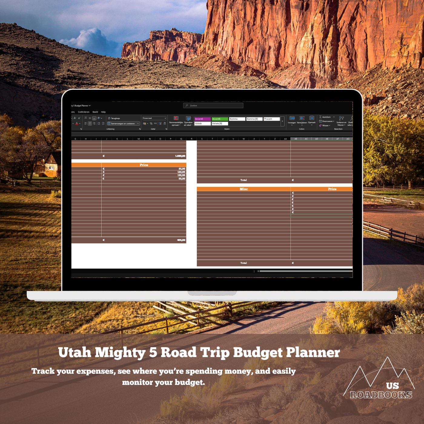 Budget Planner Utah Mighty 5