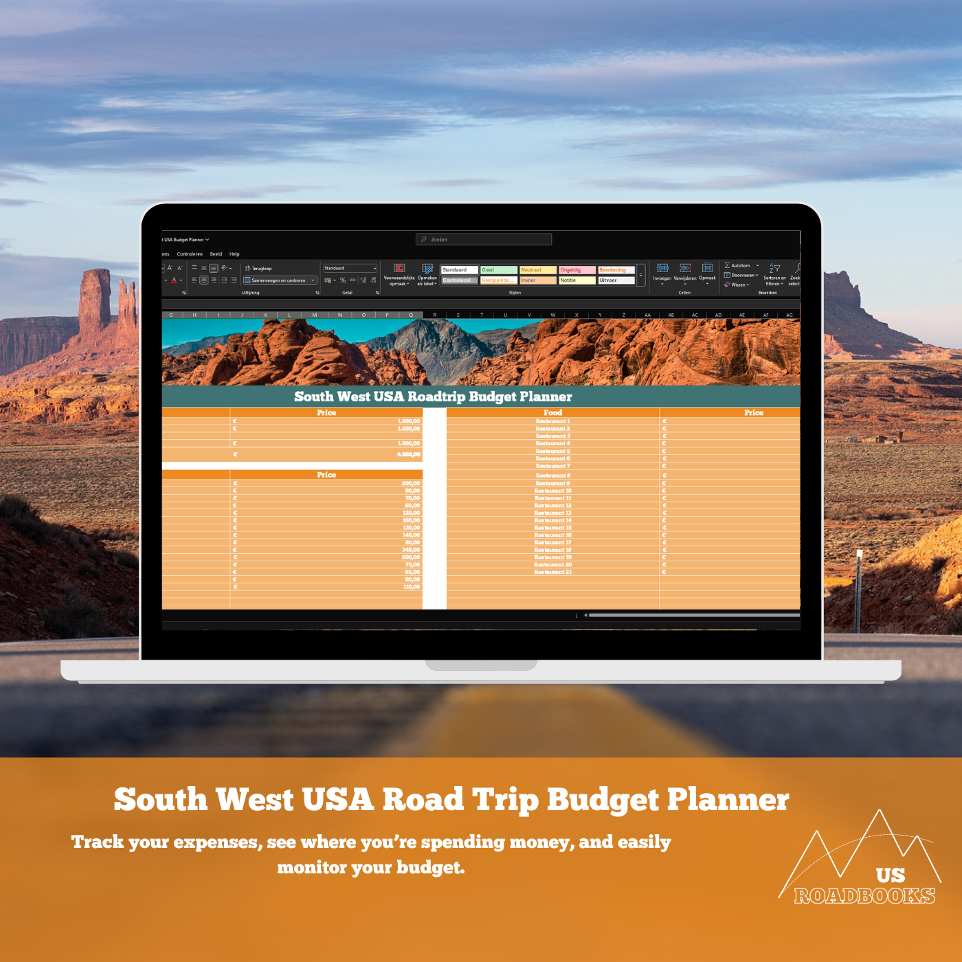 South West USA Travel Budget Planner