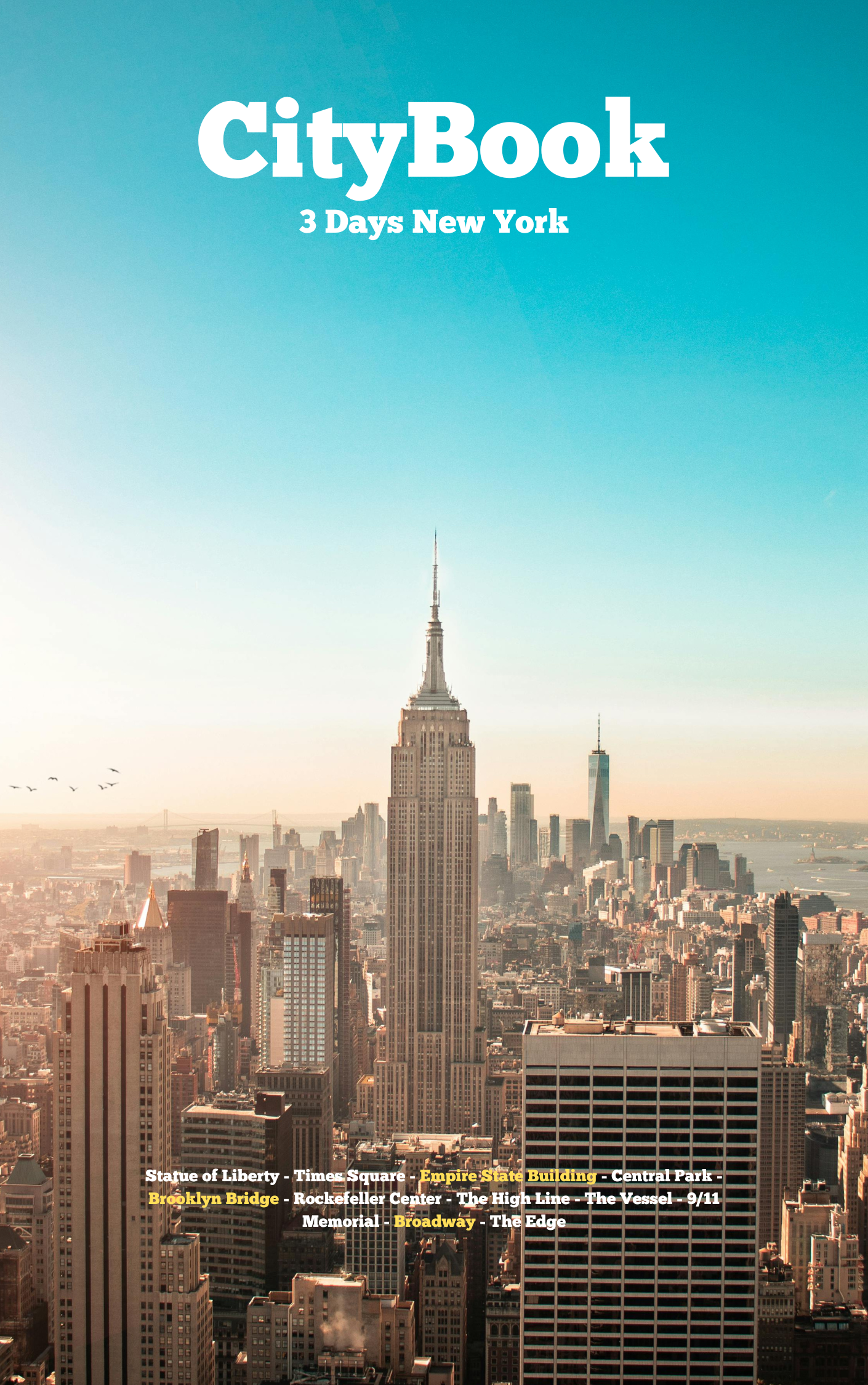The Empire State Building on the cover of the best 3 day New York City Travel Guide with full itinerary