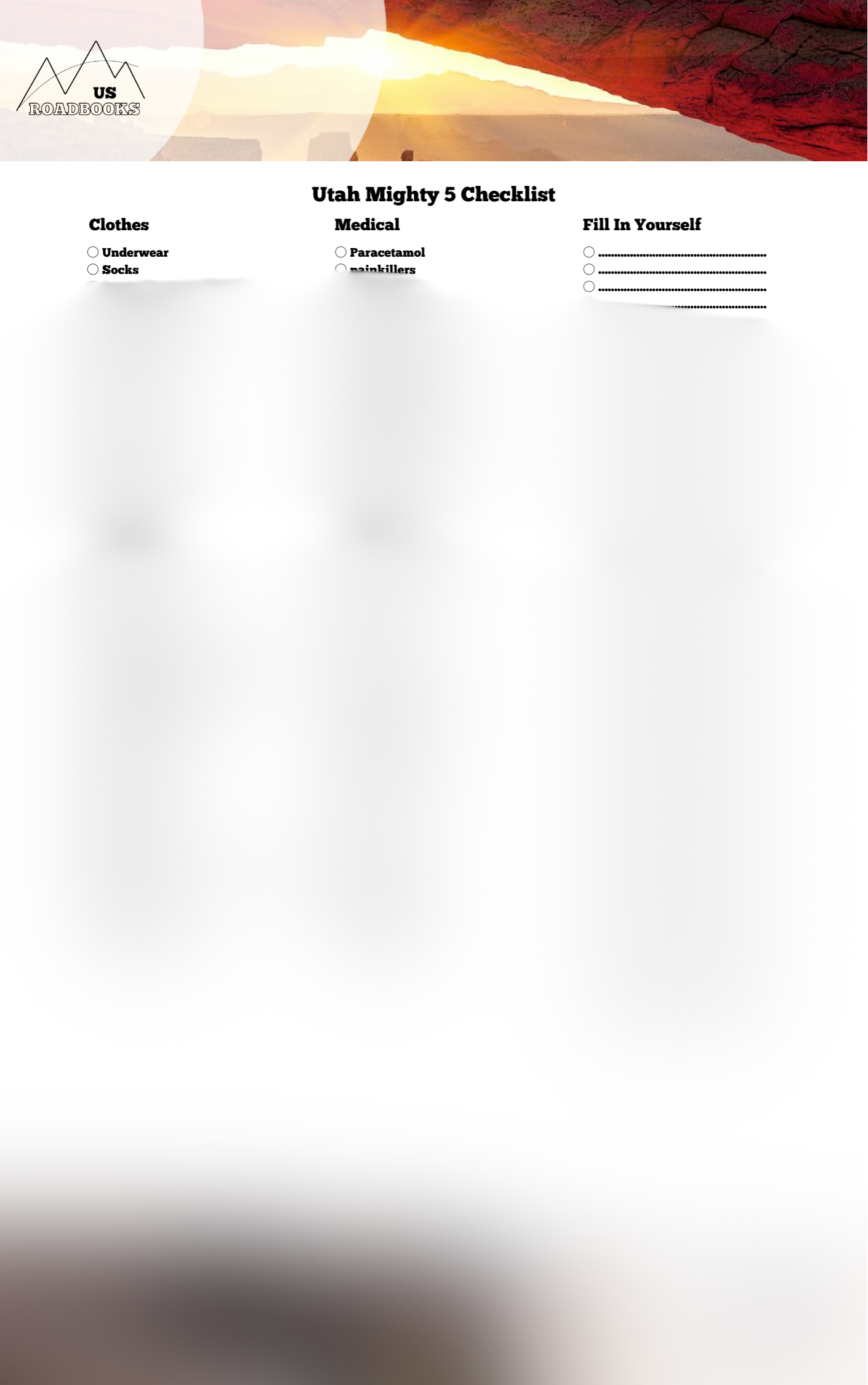 Utah Mighty 5 Checklist