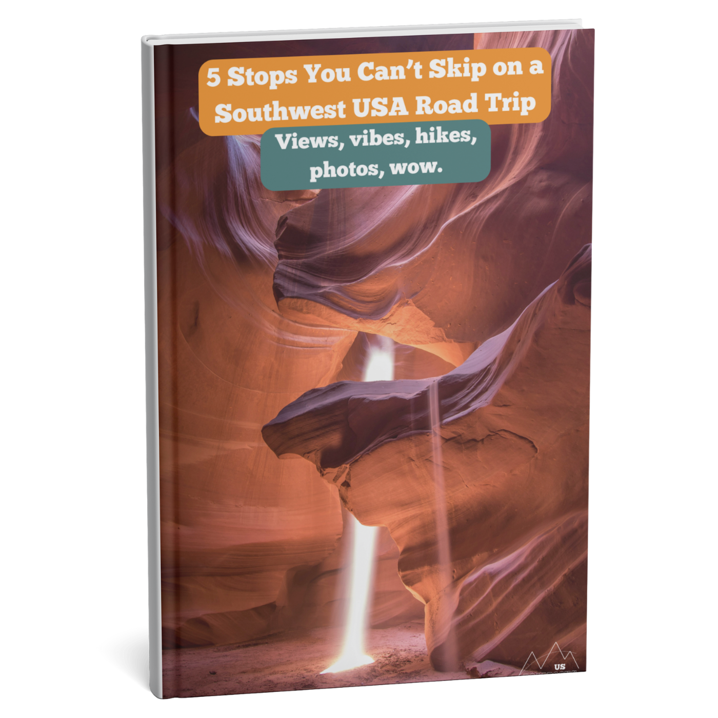 Book cover with a canyon view and text about Southwest USA road trip stops