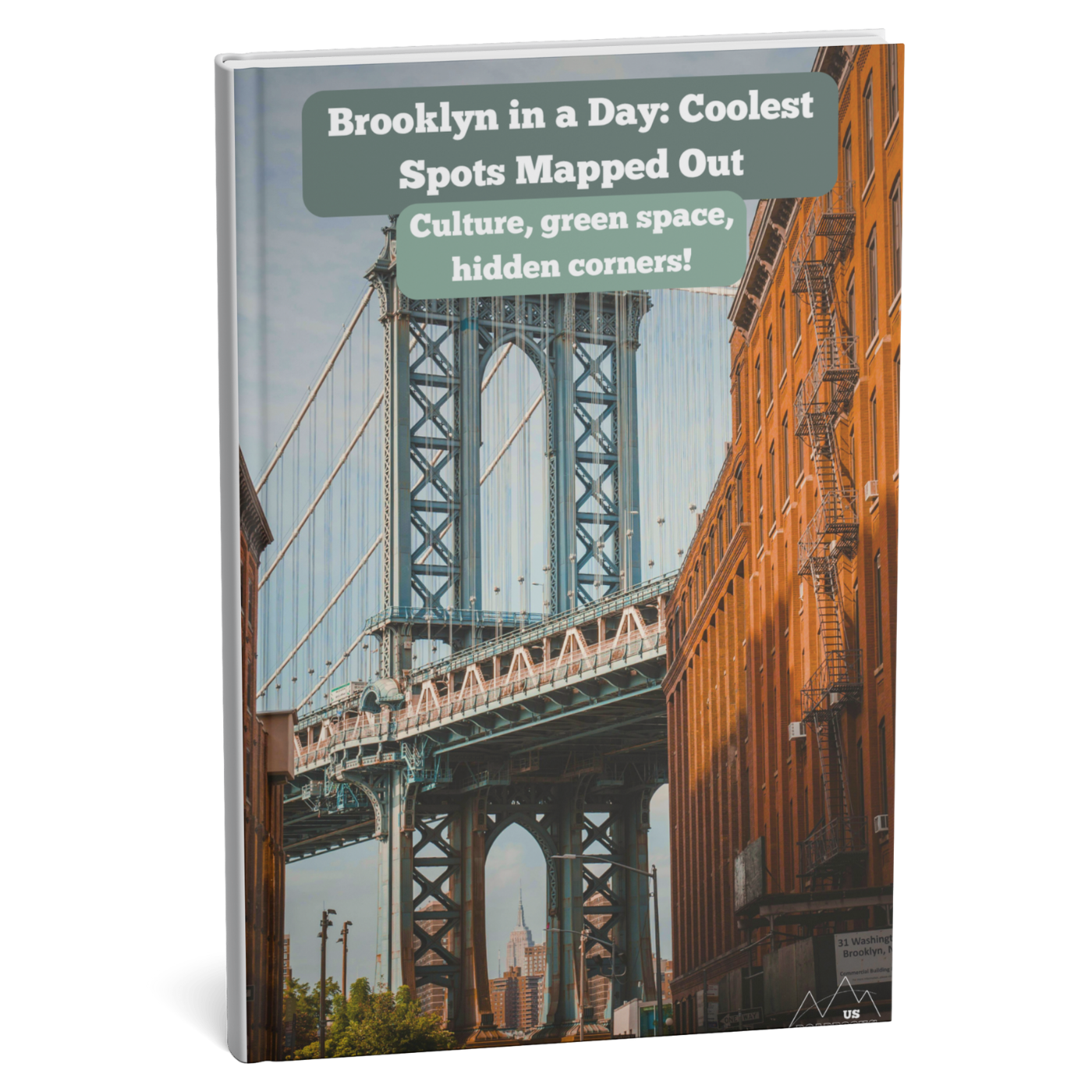 Book cover with a bridge and building image and text about Brooklyn.