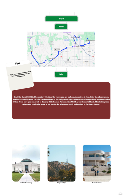 Google Maps & Route for one day in Los Angeles