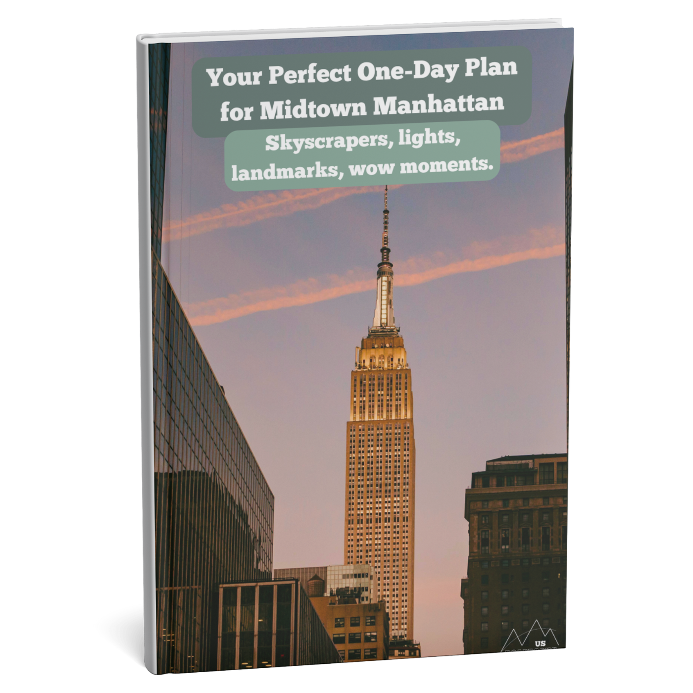 Book cover with Empire State Building and text about Midtown Manhattan plan