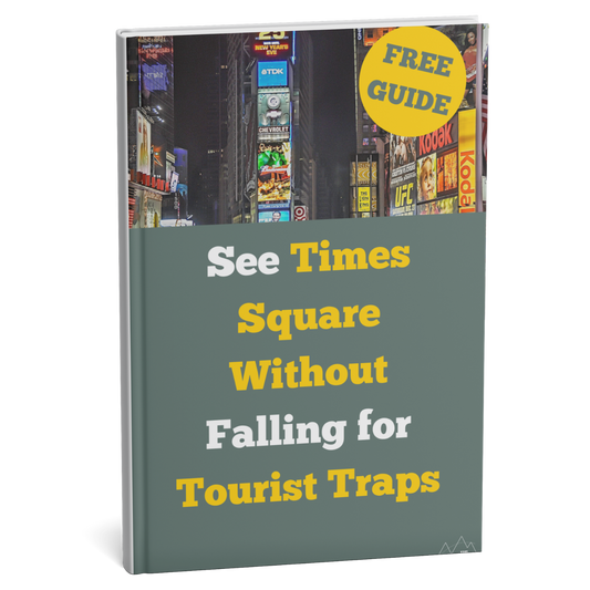 Book cover with Times Square advertisement and text 'See Times Square Without Falling for Tourist Traps'.